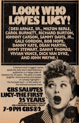 CBS SALUTES LUCY – THE FIRST 25 YEARS (CBS 11/28/76) EXCELLENT QUALITY!!! Lucille Ball, Desi Arnaz, Vivian Vance, Gale Gordon, Bob Hope, Johnny Carson, Carol Burnett, Dean Martin, John Wayne, Dick Van Dyke, Danny Kaye, Jimmy Stewart