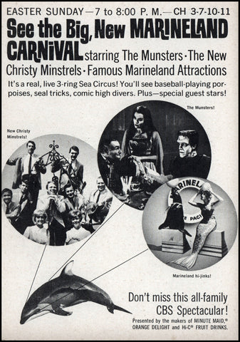 MARINELAND CARNIVAL WITH THE MUNSTERS (CBS 4/18/65) Fred Gwynne, Yvonne de Carlo, Al Lewis, Pat Priest, Butch Patrick, The New Christy Minstrels